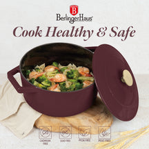 Cocotte en Fonte BerlingerHaus Mat Bordeaux ø 24 cm - compatible avec toutes les sources de chaleur - revêtement émaillé antiadhésif