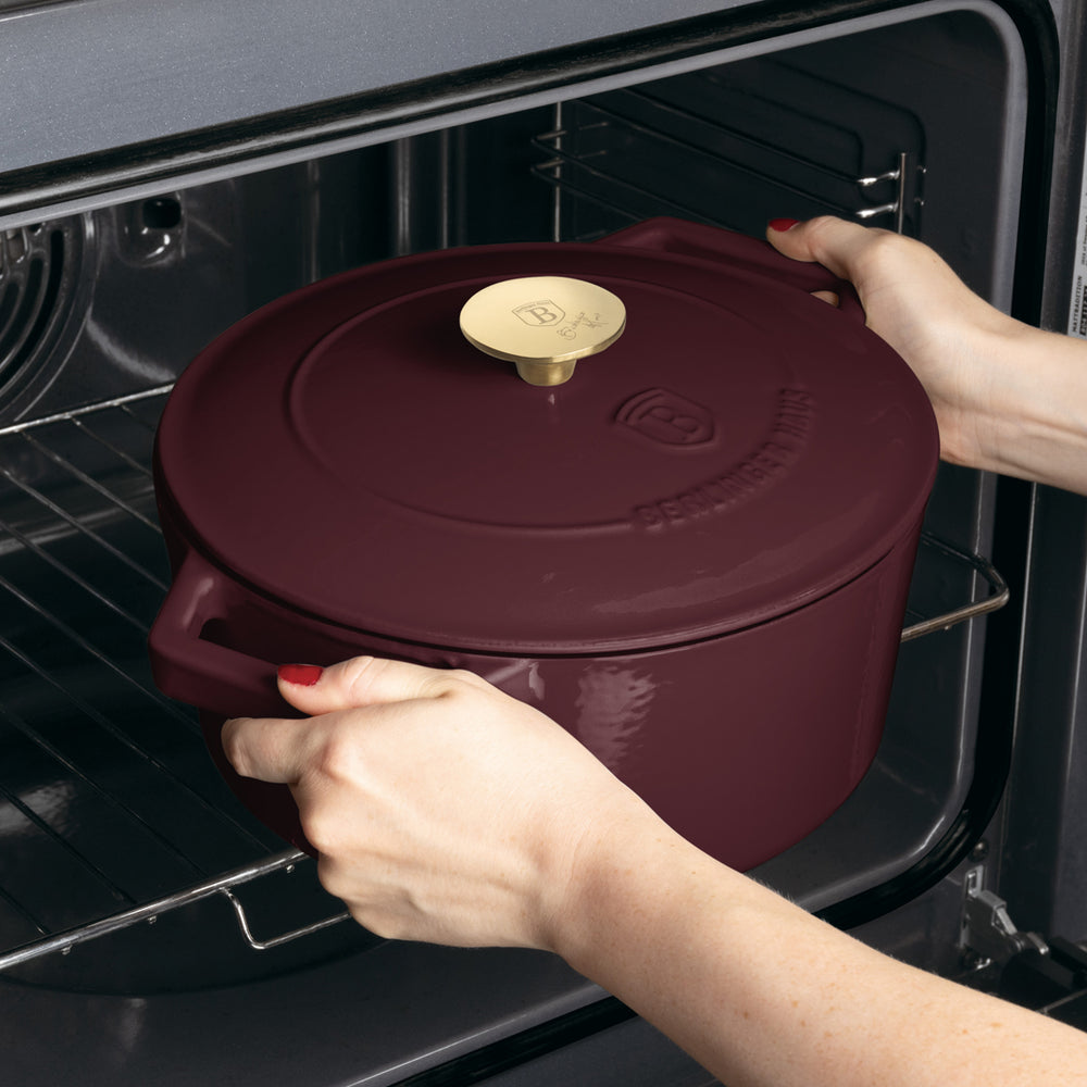 Cocotte en Fonte BerlingerHaus Mat Bordeaux ø 24 cm - compatible avec toutes les sources de chaleur - revêtement émaillé antiadhésif
