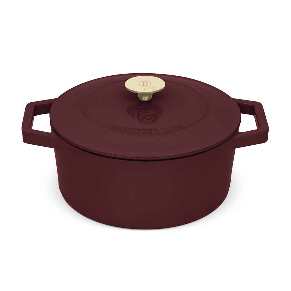 Cocotte en Fonte BerlingerHaus Mat Bordeaux ø 24 cm - compatible avec toutes les sources de chaleur - revêtement émaillé antiadhésif