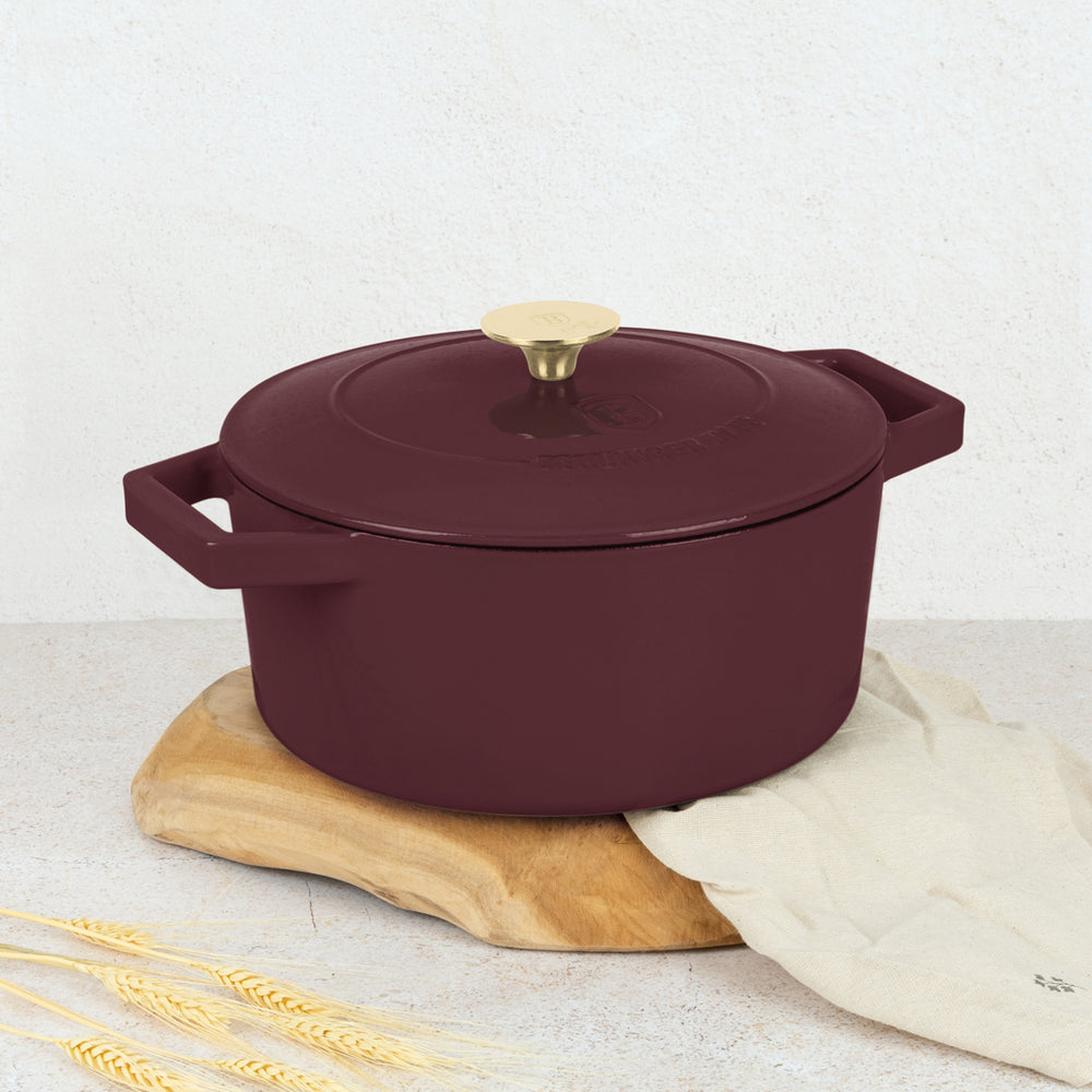Cocotte en Fonte BerlingerHaus Mat Bordeaux ø 24 cm - compatible avec toutes les sources de chaleur - revêtement émaillé antiadhésif