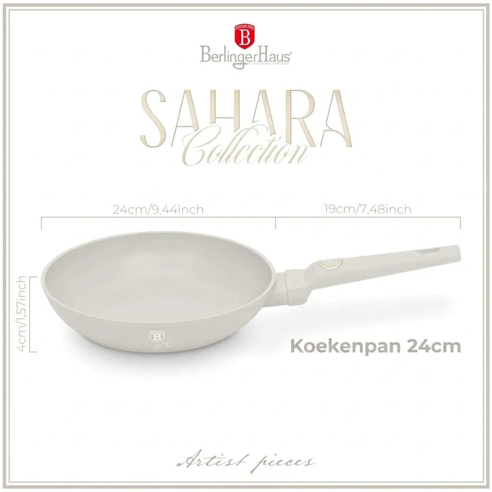 Poêle à Frire BerlingerHaus Mat Crème ø 24 cm - compatible avec toutes les sources de chaleur - revêtement antiadhésif standard