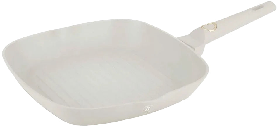 Poêle grill BerlingerHaus Mat Crème 28 x 28 cm - compatible avec toutes les sources de chaleur - revêtement antiadhésif standard