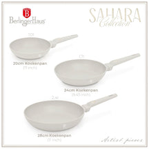 Ensemble de poêles BerlingerHaus Mat Crème 3 pièces - ø 20, 24 & 28 cm - compatible avec toutes les sources de chaleur - revêtement antiadhésif standard