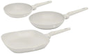 Ensemble de poêles BerlingerHaus Mat Crème 3-Pièces - Poêle ø 20 & 24 cm, Poêle-gril 28 cm - Compatible avec toutes les sources de chaleur