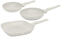 Ensemble de poêles BerlingerHaus Mat Crème 3-Pièces - Poêle ø 20 & 24 cm, Poêle-gril 28 cm - Compatible avec toutes les sources de chaleur