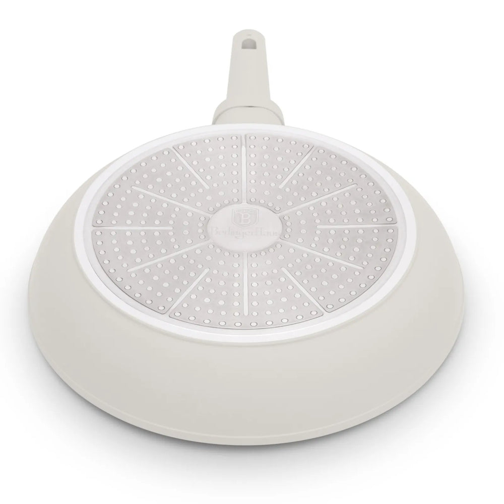Ensemble de poêles BerlingerHaus Mat Crème 3-Pièces - Poêle ø 20 & 24 cm, Poêle-gril 28 cm - Compatible avec toutes les sources de chaleur