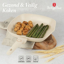 Ensemble de poêles BerlingerHaus Mat Crème 3-Pièces - Poêle ø 20 & 24 cm, Poêle-gril 28 cm - Compatible avec toutes les sources de chaleur