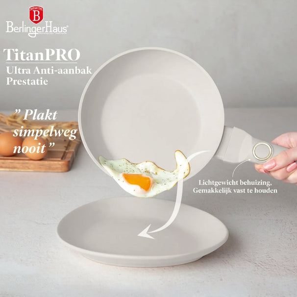 Poêle à Frire BerlingerHaus Mat Crème ø 20 cm - compatible avec toutes les sources de chaleur - revêtement antiadhésif standard