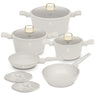 Batterie de cuisine BerlingerHaus Mat Crème 7 pièces - Casserole ø 20, 24, 28 cm & Poêle ø 20, 24 cm - compatible avec toutes les sources de chaleur