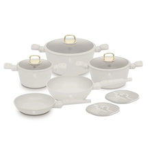 Batterie de cuisine BerlingerHaus Mat Crème 7 pièces - Casserole ø 20, 24, 28 cm & Poêle ø 20, 24 cm - compatible avec toutes les sources de chaleur