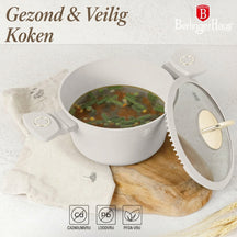 Batterie de cuisine BerlingerHaus Mat Crème 7 pièces - Casserole ø 20, 24, 28 cm & Poêle ø 20, 24 cm - compatible avec toutes les sources de chaleur