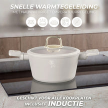 Batterie de cuisine BerlingerHaus Mat Crème 7 pièces - Casserole ø 20, 24, 28 cm & Poêle ø 20, 24 cm - compatible avec toutes les sources de chaleur