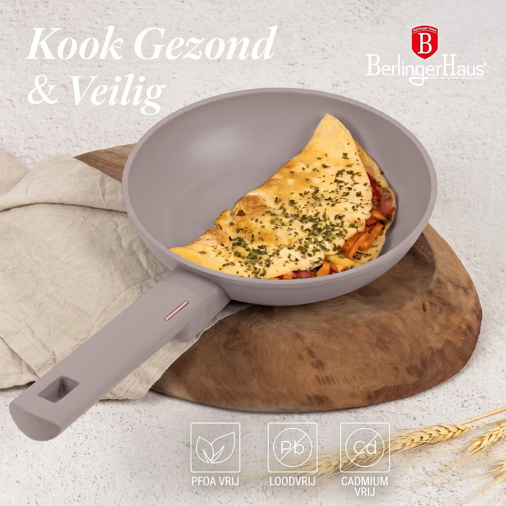 Poêle à Frire BerlingerHaus Taupe ø 20 cm - compatible avec toutes les sources de chaleur - revêtement antiadhésif standard