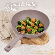 Wok BerlingerHaus Taupe ø 28 cm - compatible avec toutes les sources de chaleur - revêtement antiadhésif standard