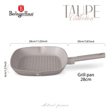 poêle grill BerlingerHaus taupe 28 x 28 cm - adaptée à toutes les sources de chaleur - revêtement antiadhésif standard