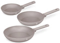 Ensemble de poêles BerlingerHaus Taupe 3 pièces - ø 20, 24 & 28 cm - compatible avec toutes les sources de chaleur - revêtement antiadhésif standard