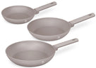 Ensemble de poêles BerlingerHaus Taupe 3 pièces - ø 20, 24 & 28 cm - compatible avec toutes les sources de chaleur - revêtement antiadhésif standard