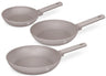 Ensemble de poêles BerlingerHaus Taupe 3 pièces - ø 20, 24 & 28 cm - compatible avec toutes les sources de chaleur - revêtement antiadhésif standard