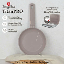 Poêle à Frire BerlingerHaus Taupe ø 24 cm - compatible avec toutes les sources de chaleur - revêtement antiadhésif standard