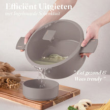 Batterie de cuisine BerlingerHaus Taupe 7 pièces - Casserole ø 20, 24, 28 cm & Poêle ø 20, 24 cm - compatible avec toutes les sources de chaleur