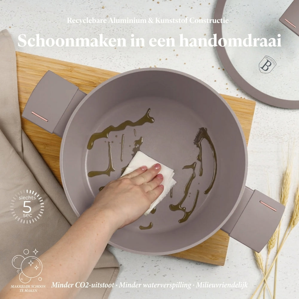 Batterie de cuisine BerlingerHaus taupe 11 pièces - Casserole ø 20, 24, 28 cm, Poêle ø 24, 28 cm & Casserole ø 16 cm - compatible avec toutes les sources de chaleur