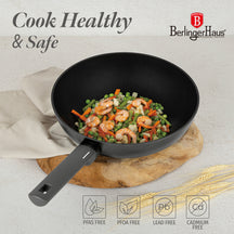 Wok BerlingerHaus Anthracite Mat - ø 28 cm - Tous Feux dont Induction