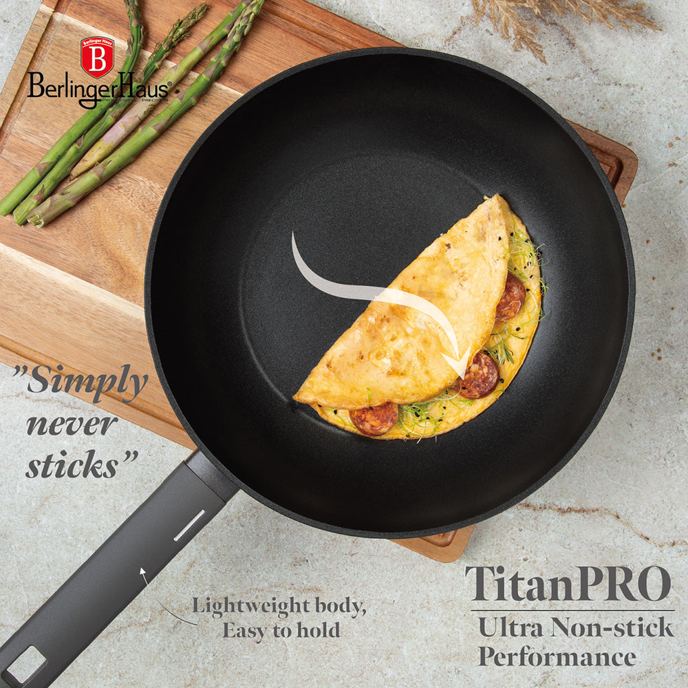 Wok BerlingerHaus Anthracite Mat - ø 28 cm - Tous Feux dont Induction