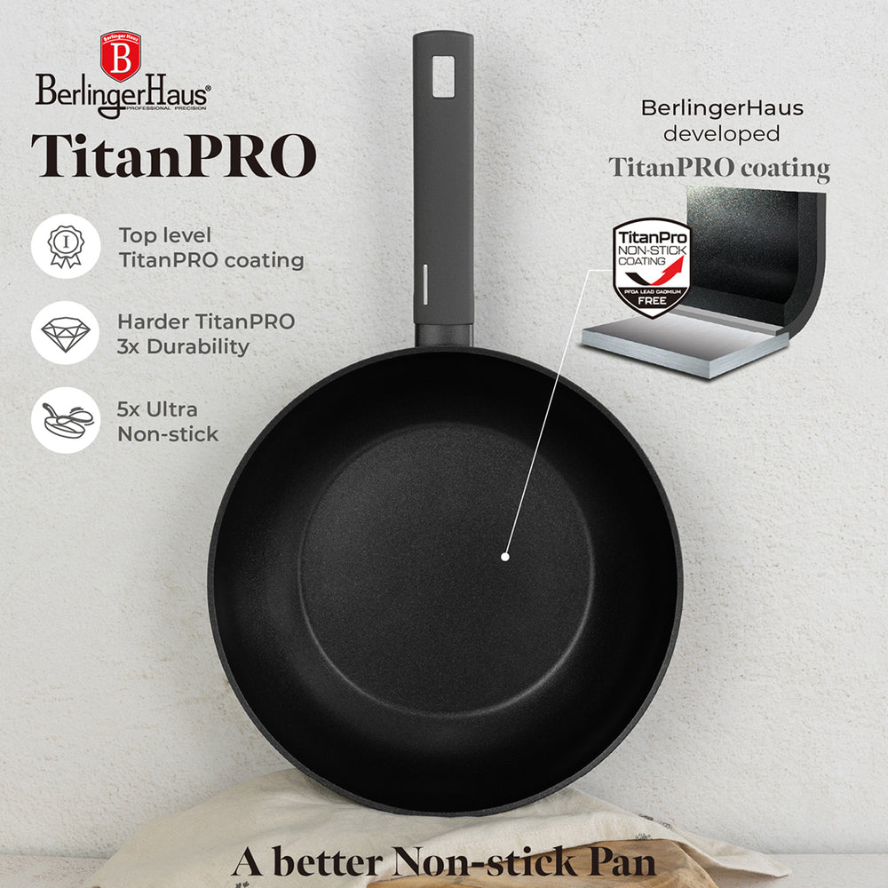 Wok BerlingerHaus Anthracite Mat - ø 28 cm - Tous Feux dont Induction