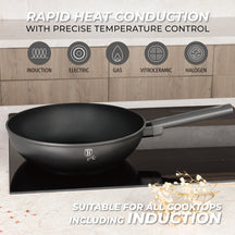 Wok BerlingerHaus Anthracite Mat - ø 28 cm - Tous Feux dont Induction