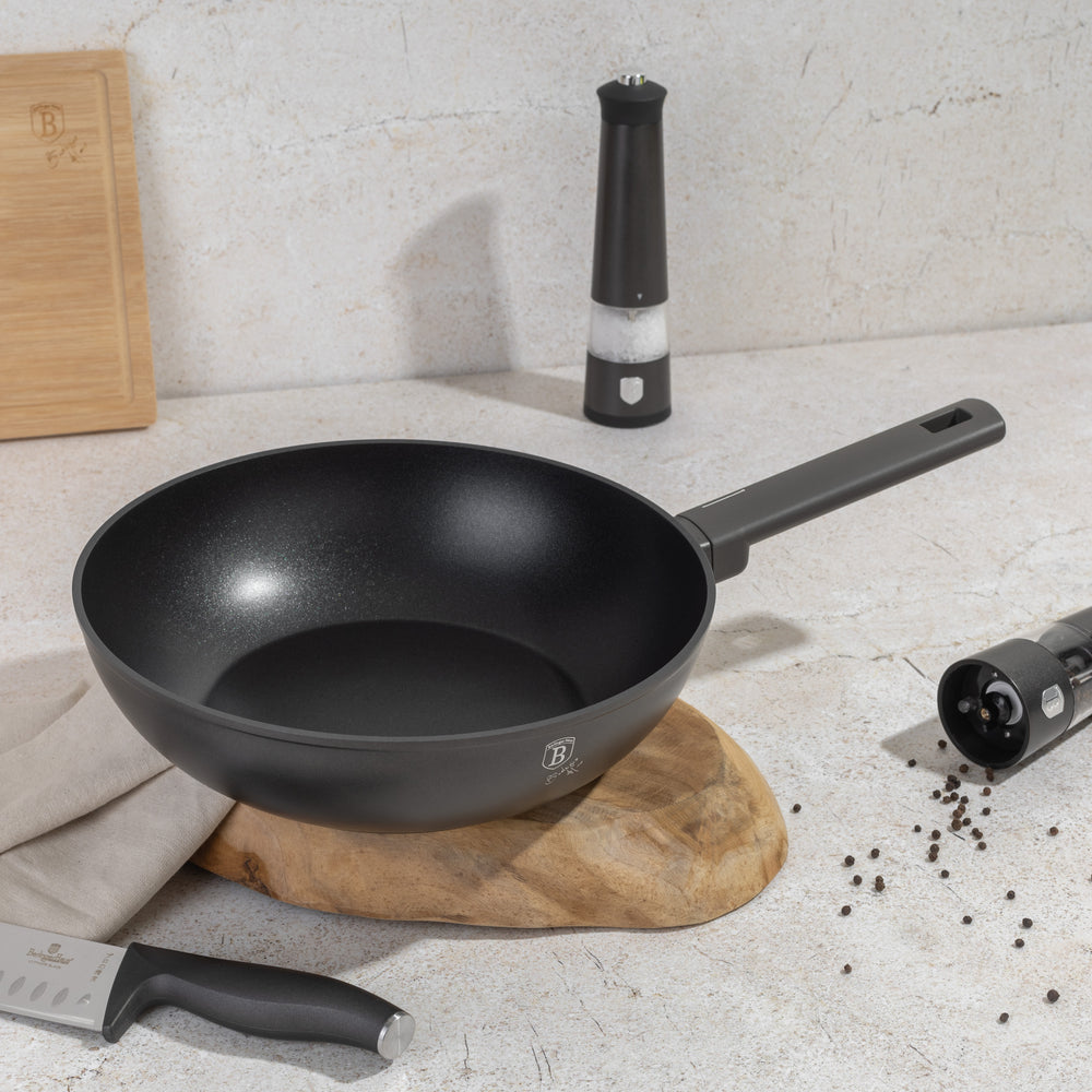Wok BerlingerHaus Anthracite Mat - ø 28 cm - Tous Feux dont Induction