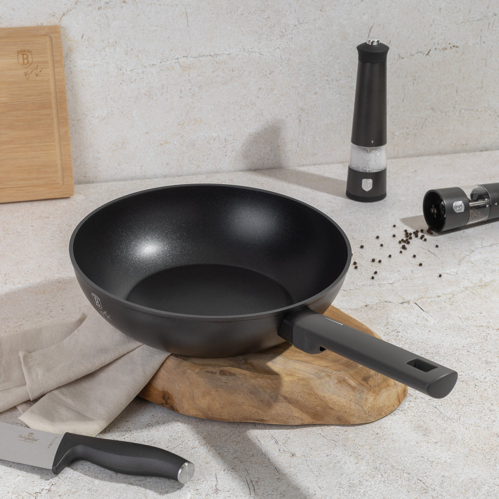 Wok BerlingerHaus Anthracite Mat - ø 28 cm - Tous Feux dont Induction