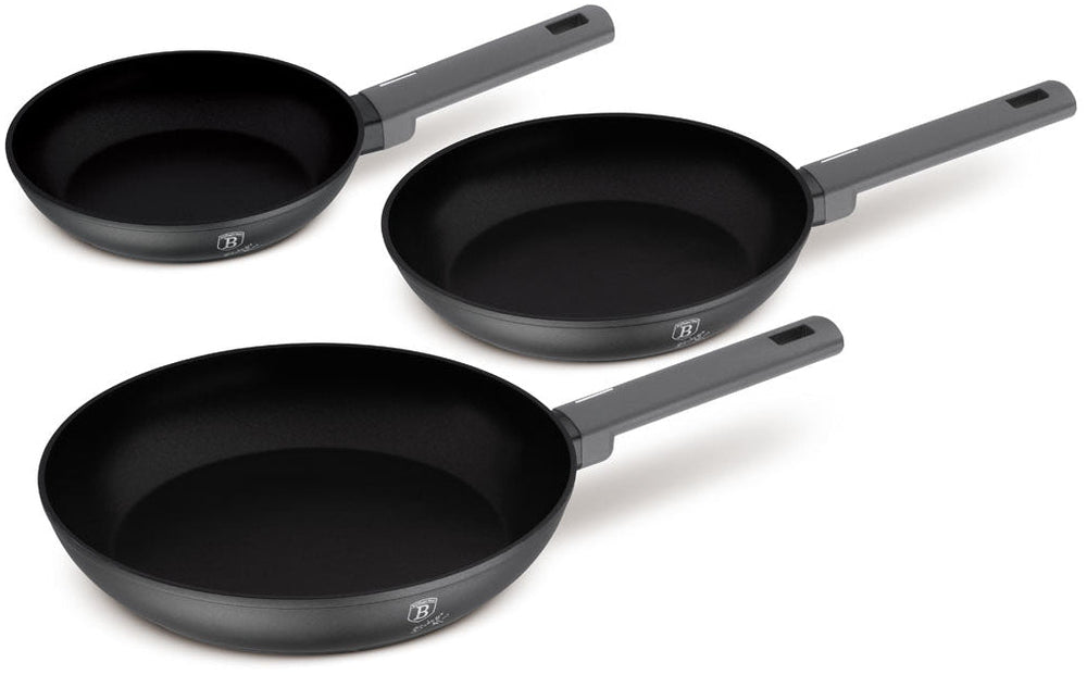 Batterie de cuisine Berlinger Haus Poêle Mat Anthracite 3 pièces - ø 20, 24 & 28 cm - convient à toutes les sources de chaleur - revêtement antiadhésif standard