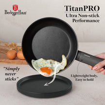 Batterie de cuisine Poêle BerlingerHaus Mat Anthracite 3-Pièces - ø 20, 24 & 28 cm - compatible avec toutes les sources de chaleur - revêtement antiadhésif standard
