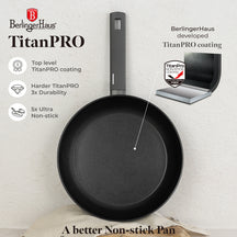 Batterie de cuisine Poêle BerlingerHaus Mat Anthracite 3-Pièces - ø 20, 24 & 28 cm - compatible avec toutes les sources de chaleur - revêtement antiadhésif standard