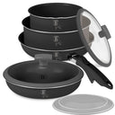 Batterie de cuisine BerlingerHaus Click-it mat anthracite 6 pièces - Casserole ø 16 & 20 cm, Poêle ø 20 & 24 cm - compatible avec toutes les sources de chaleur