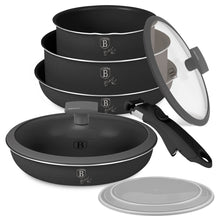 Batterie de cuisine BerlingerHaus Click-it mat anthracite 6 pièces - Casserole ø 16 & 20 cm, Poêle ø 20 & 24 cm - compatible avec toutes les sources de chaleur