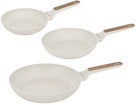 Ensemble de poêles BerlingerHaus Nordic Mat Crème 3 pièces - ø 20, 24 & 28 cm - compatible avec toutes les sources de chaleur - revêtement antiadhésif standard