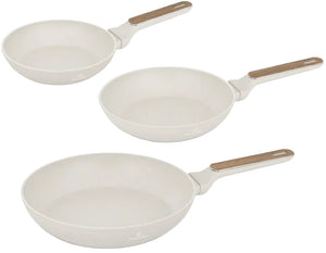 Ensemble de poêles BerlingerHaus Nordic Mat Crème 3 pièces - ø 20, 24 & 28 cm - compatible avec toutes les sources de chaleur - revêtement antiadhésif standard