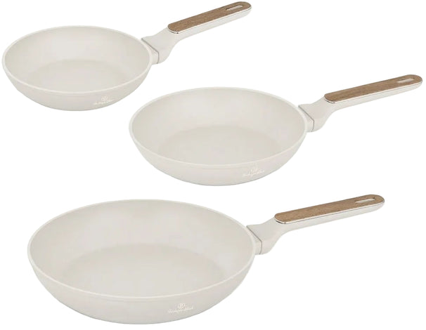 Ensemble de poêles BerlingerHaus Nordic Mat Crème 3 pièces - ø 20, 24 & 28 cm - compatible avec toutes les sources de chaleur - revêtement antiadhésif standard