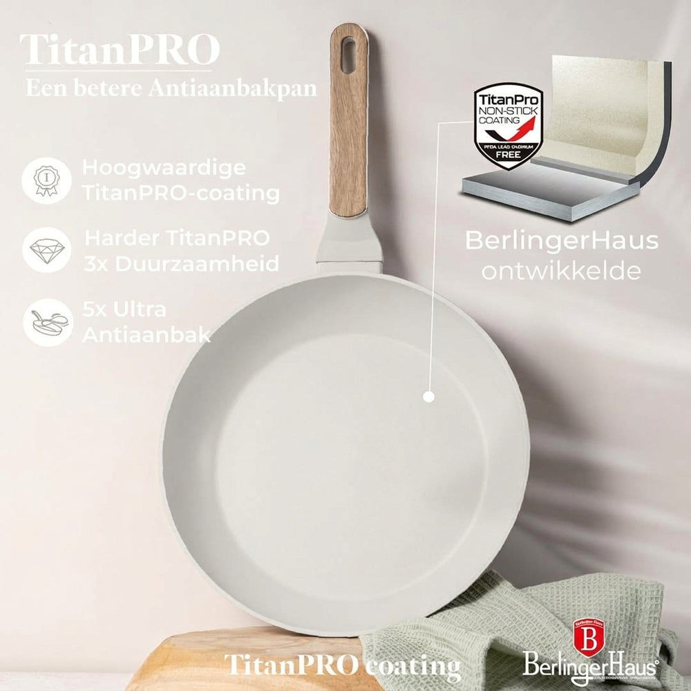Batterie de cuisine BerlingerHaus Nordic Mat Crème 7 pièces - Casserole ø 20, 24, 28 cm & Poêle ø 20, 24 cm - compatible avec toutes les sources de chaleur