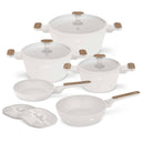 Batterie de cuisine BerlingerHaus Nordic Mat Crème 7 pièces - Casserole ø 20, 24, 28 cm & Poêle ø 20, 24 cm - compatible avec toutes les sources de chaleur