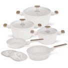 Batterie de cuisine BerlingerHaus Nordic Mat Crème 7 pièces - Casserole ø 20, 24, 28 cm & Poêle ø 20, 24 cm - compatible avec toutes les sources de chaleur