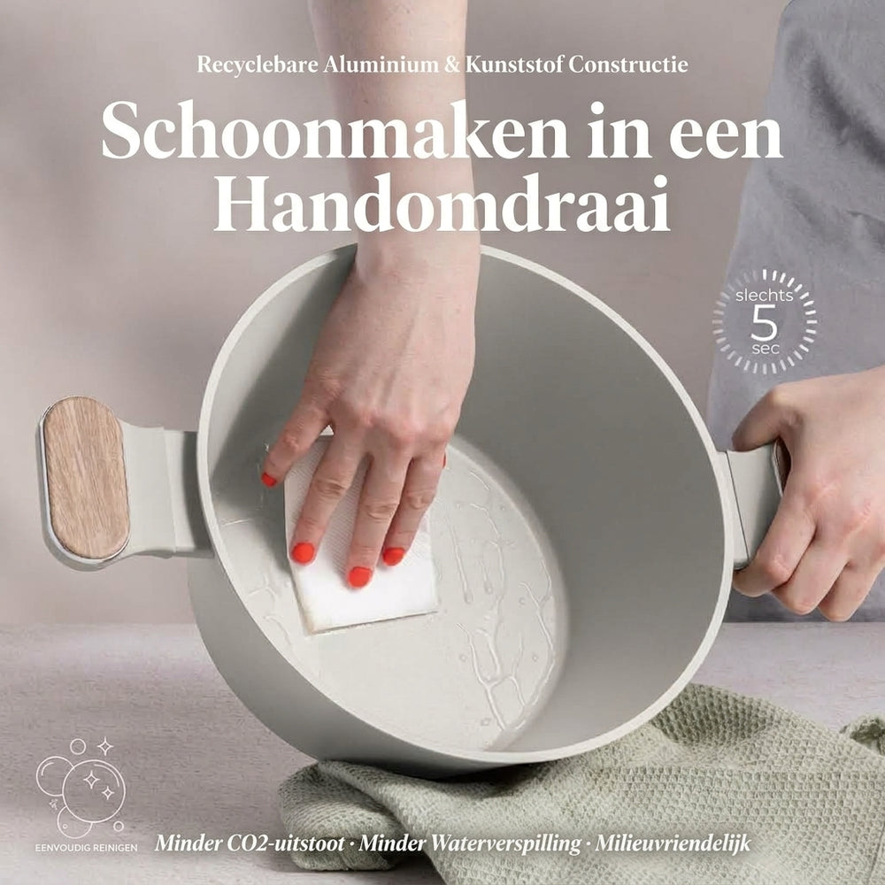 Batterie de cuisine BerlingerHaus Nordic Mat Crème 7 pièces - Casserole ø 20, 24, 28 cm & Poêle ø 20, 24 cm - compatible avec toutes les sources de chaleur