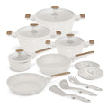 Batterie de cuisine BerlingerHaus Nordic Mat Crème 11 pièces - Casserole ø 20, 24, 28 cm, Poêle ø 24, 28 cm & Casserole ø 16 cm - compatible avec toutes les plaques de cuisson