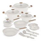 Batterie de cuisine BerlingerHaus Nordic Mat Crème 11 pièces - Casserole ø 20, 24, 28 cm, Poêle ø 24, 28 cm & Casserole ø 16 cm - compatible avec toutes les plaques de cuisson