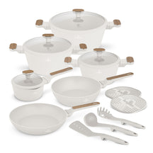 Batterie de cuisine BerlingerHaus Nordic Mat Crème 11 pièces - Casserole ø 20, 24, 28 cm, Poêle ø 24, 28 cm & Casserole ø 16 cm - compatible avec toutes les plaques de cuisson