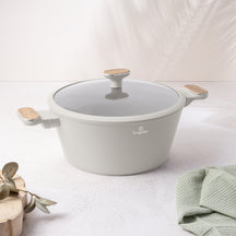 Batterie de cuisine BerlingerHaus Nordic Mat Crème 11 pièces - Casserole ø 20, 24, 28 cm, Poêle ø 24, 28 cm & Casserole ø 16 cm - compatible avec toutes les plaques de cuisson