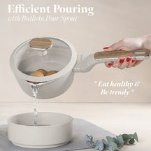 Batterie de cuisine BerlingerHaus Nordic Mat Crème 11 pièces - Casserole ø 20, 24, 28 cm, Poêle ø 24, 28 cm & Casserole ø 16 cm - compatible avec toutes les plaques de cuisson