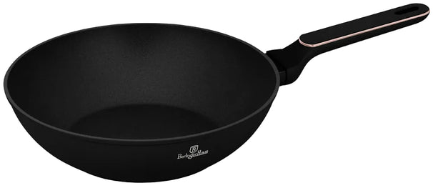 Wok BerlingerHaus Noir Or Rosé Ø 28 cm - compatible avec toutes les sources de chaleur - revêtement antiadhésif standard