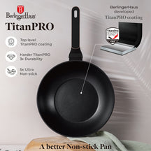 Wok BerlingerHaus Noir Or Rosé Ø 28 cm - compatible avec toutes les sources de chaleur - revêtement antiadhésif standard